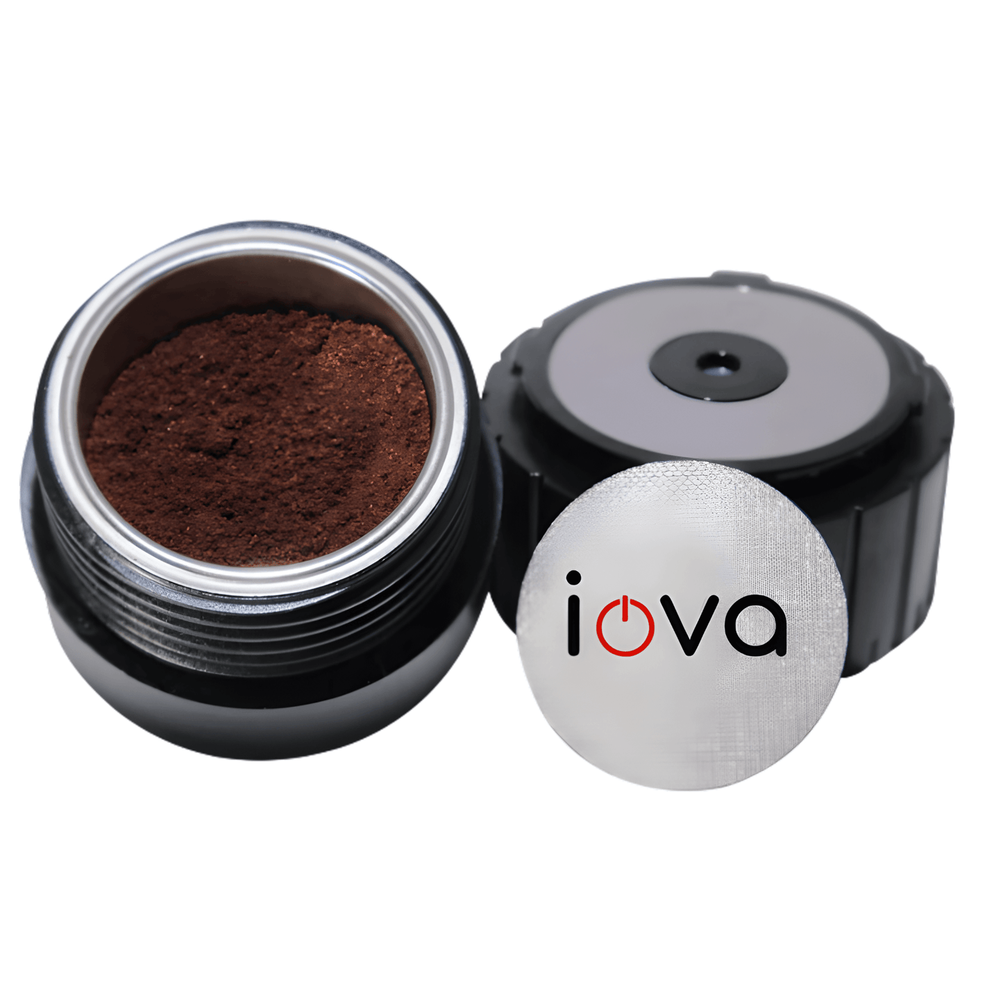 IOVA Reusable Ground Coffee Capsule Filter | Stainless Steel Espresso Pod for Portable Coffee Machines | Refillable Coffee Filter 12g Capacity (53.3mm)