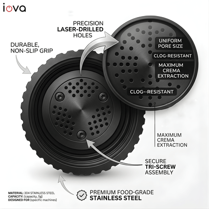 IOVA Reusable Ground Coffee Capsule Filter | Stainless Steel Espresso Pod for Portable Coffee Machines | Refillable Coffee Filter 12g Capacity (53.3mm)